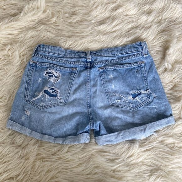 Rag & Bone Distressed Blue Denim Shorts Rolled Up Hem sz 27 Boho, Beach, Coastal - Picture 3 of 6